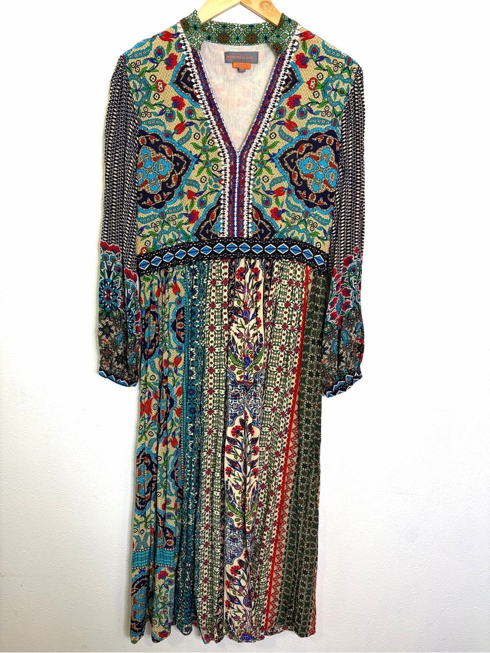 Anthropologie Bhanuni by Jyoti Bohemian Long Sleeve Maxi Dress 14 multicolor - Picture 3 of 13